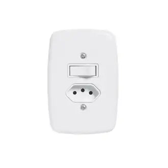 Interruptor 1 Paralelo 1 Tomada 2X4 10A Branca Pluzie C6