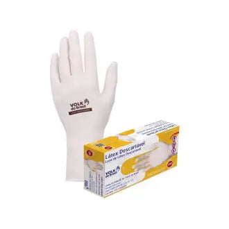 Luva Descartável Látex Branca M Volk