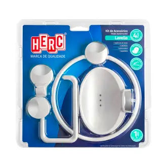 Acessório Banheiro 4 Peças Abs Branco/Cromado Herc En