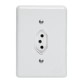 Tomada 2X4 C/Placa 10 A 2P+T Branco Perlex