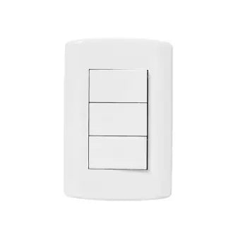 Interruptor 3 Simples 2X4 10A Branco Modular Pluzie