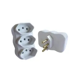 Pino Adaptador 2P+T 3 Saídas Branco Fc 10A C10