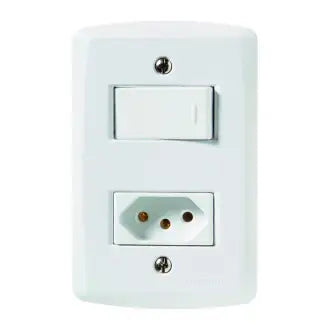 Interruptor 1 Simples + 1 Tomada 2X4 10A Branco Lux2 Tramontina C10