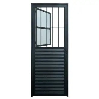 Porta Alumínio Lado Esquerdo Social 80X210 Preto Esquadrivac