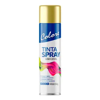 Tinta Spray Metálica Dourado 6X400 Colore