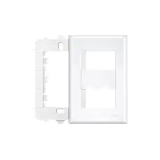 Placa 4X2 C/2 Módulos C/Suporte Branco Fame