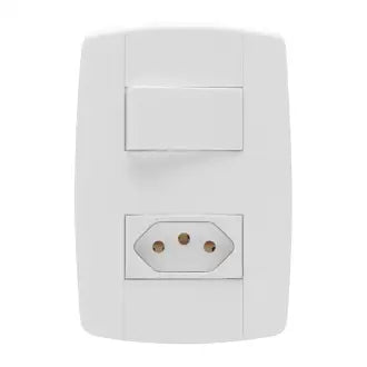 Interruptor 1 Simples + 1 Tomada 2X4 10A Branco Leve Ilumi C15