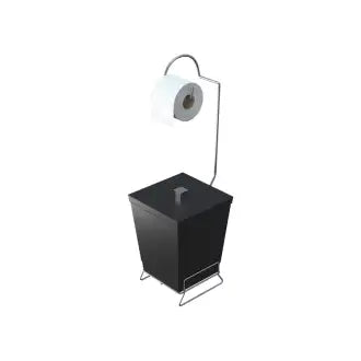 Suporte Papel Higiênico C/Lixeira Preta C2