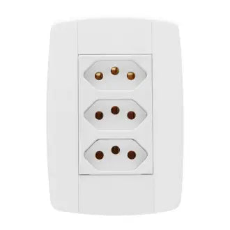 Tomada Tripla 2X4 10A Modular Branco Lev Ilumi