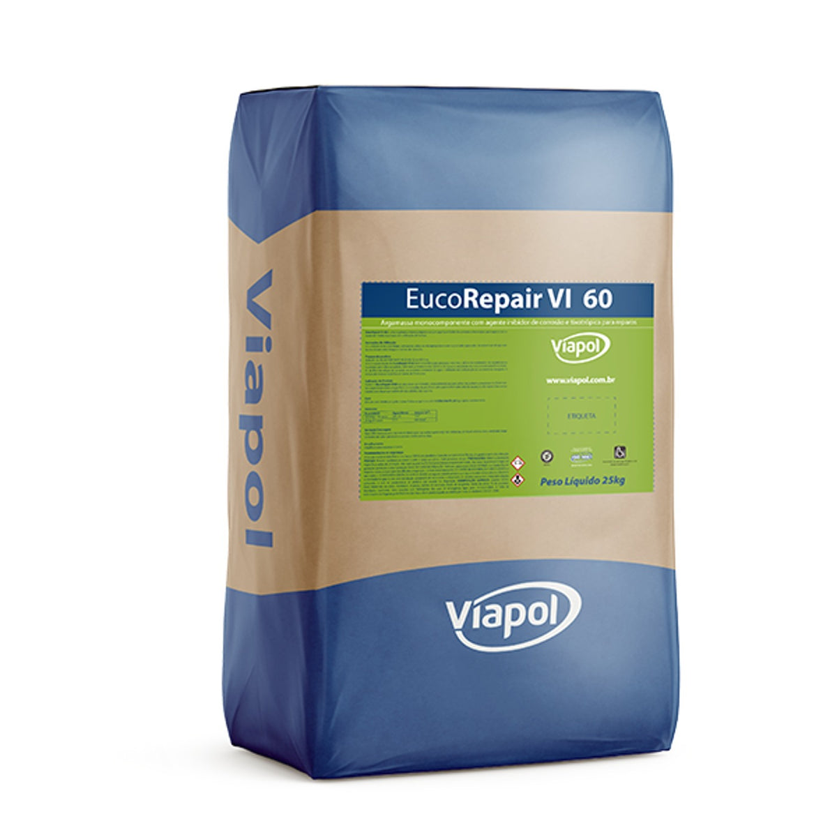 Argamassa de reparo estrutural com inibidor de corrosão EucoRepair VI60 Viapol para pilares, vigas e pontes