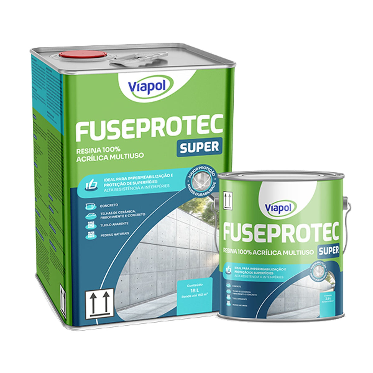 Verniz acrílico base solvente anticarbonatação Fuseprotec Super Viapol para concreto aparente e fachadas