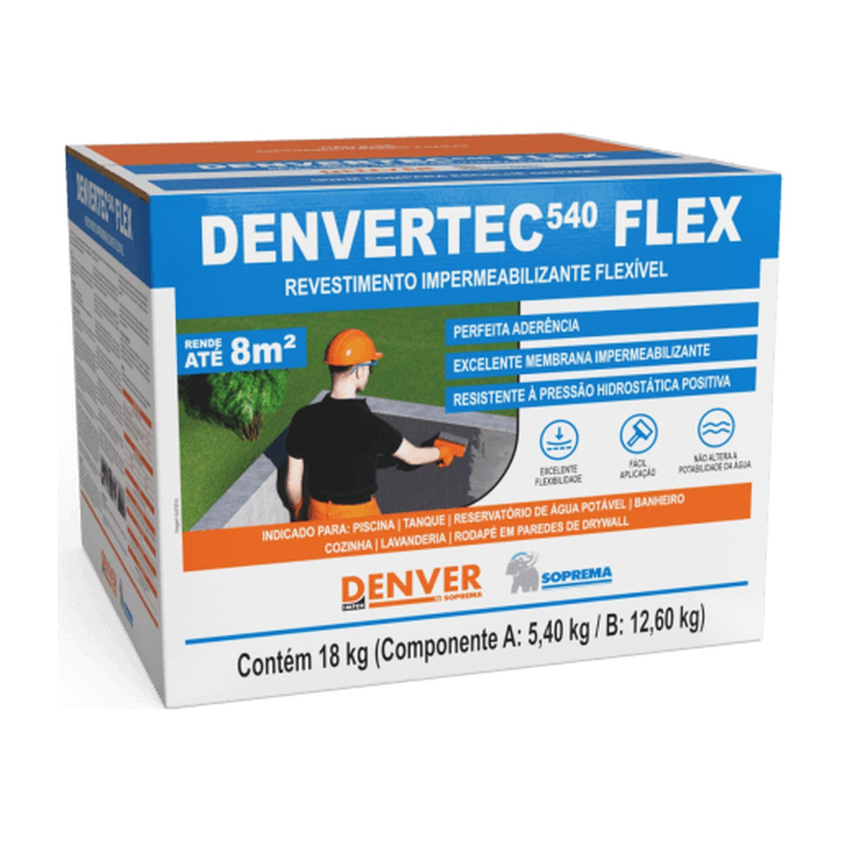 Argamassa polimérica flexível Denvertec 540 Flex 18 kg