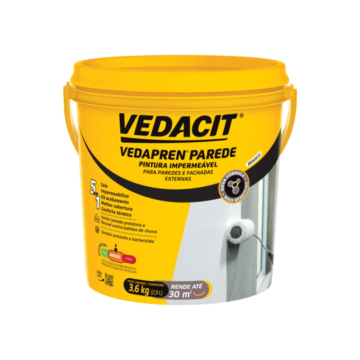 Impermeabilizante acrílico Vedapren Parede Vedacit para fachadas e muros 18 kg