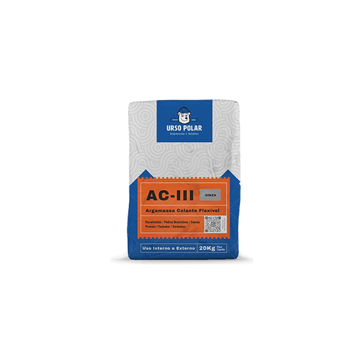 Argamassa colante AC III Urso Polar cinza para porcelanato e fachada 20 kg