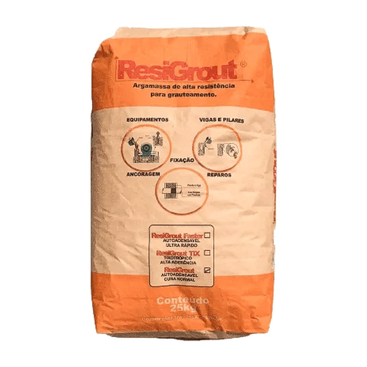 Graute fluido ResiGrout Resimat para reparo estrutural e ancoragem 25 kg