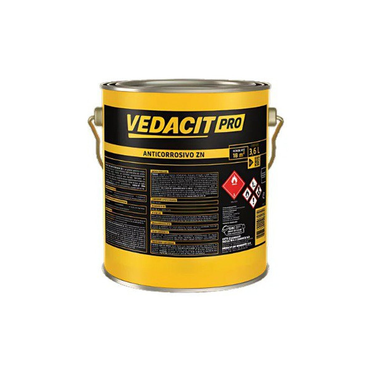 Primer anticorrosivo Vedacit Pro Zn para armadura e metal 3,6 L