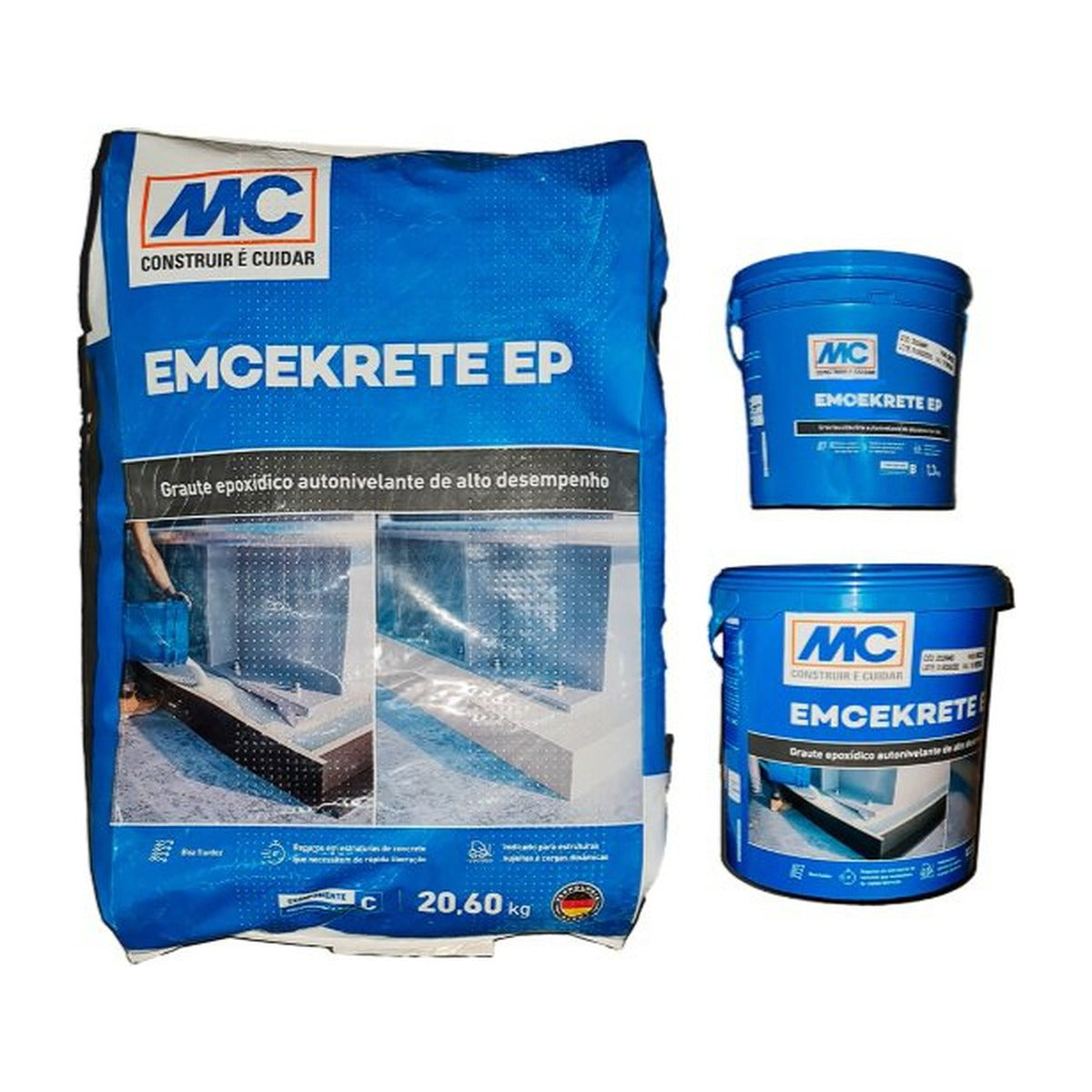 Graute epóxi autonivelante Emcekrete EP para bases com carga dinâmica 4,4 kg