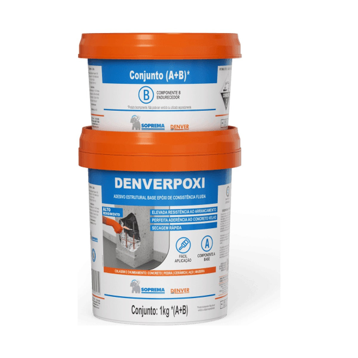 Adesivo epóxi estrutural Denverpoxi MF para colagem de concreto e aço