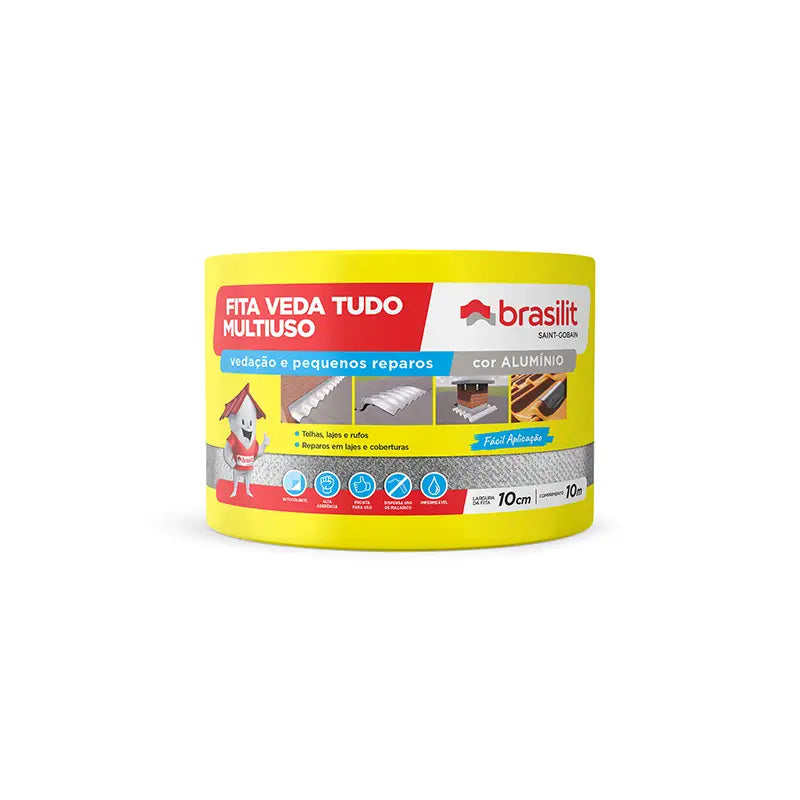 Impermeabilizante Fita 0,10X10M Brasilit Alumínio Rolo