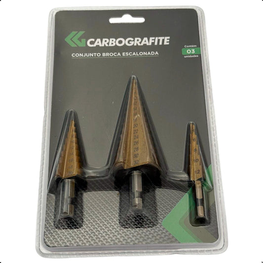 Broca de Aço Escalonada - Conjunto c/ 3 Peças (4-12mm, 4-20mm e 4-32mm)