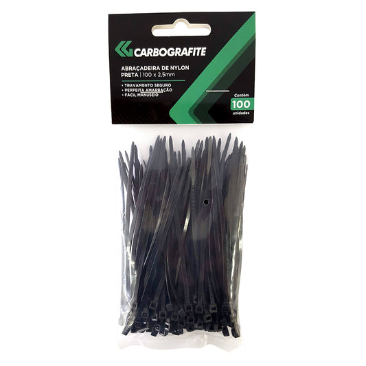 Abraçadeira de Nylon Preta 140 x 3,6mm (100 unid.)