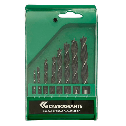 Broca de Três Pontas para Madeira - Conjunto c/ 8 peças