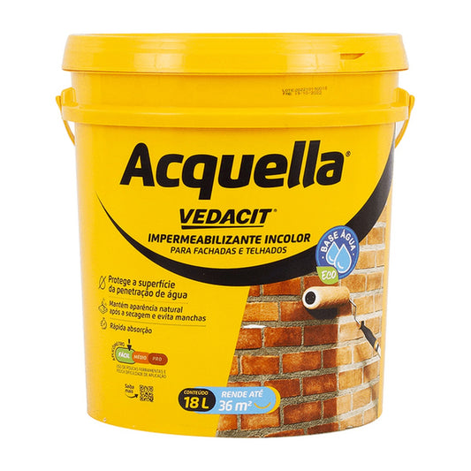 Hidrofugante incolor Acquella Vedacit base água para fachadas 18 L