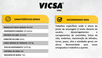 Trava Quedas Cabo de Aramida 10Mts VIC29061K VICSA