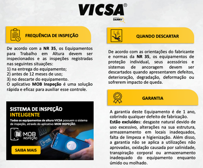 Trava Quedas Retrátil Duplo em Y c/ fita de 2,1 metros VIC-22051 Vicsa Danny