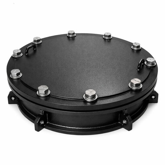 TAMPÃO DE FERRO FUNDIDO ESTANQUE 600 MM COM VEDAÇÃO E PARAFUSO CL. 400