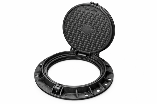 TAMPÃO DE FERRO FUNDIDO DN 600, ARTICULADO COM ANEL E TRAVA ANTI RUÍDO, CL 125