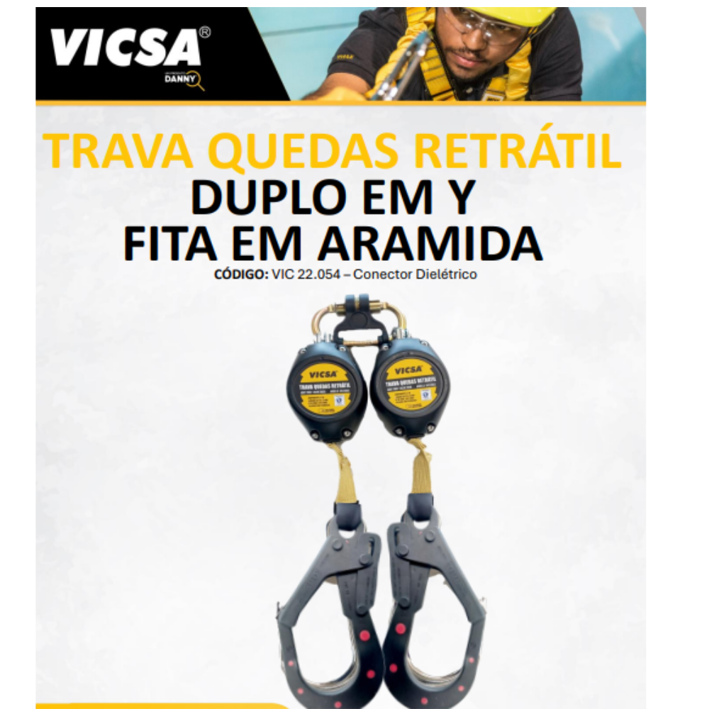 TRAVA-QUEDAS RETRÁTIL DUPLO EM Y – ARAMIDA DIELÉTRICA  VIC22054