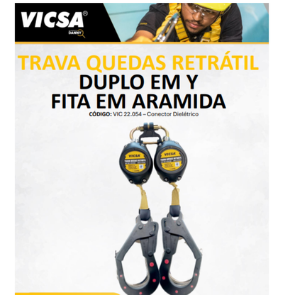 TRAVA-QUEDAS RETRÁTIL DUPLO EM Y – ARAMIDA DIELÉTRICA  VIC22054