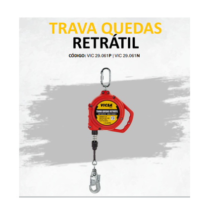 Trava Quedas Retrátil com Cabo de Aço 10m  VIC 29061P  -  VIC 29061N