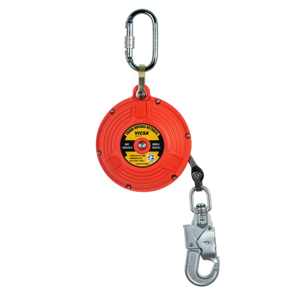 Trava-quedas retrátil com caixa em ABS e fita de 6 m VIC 29181