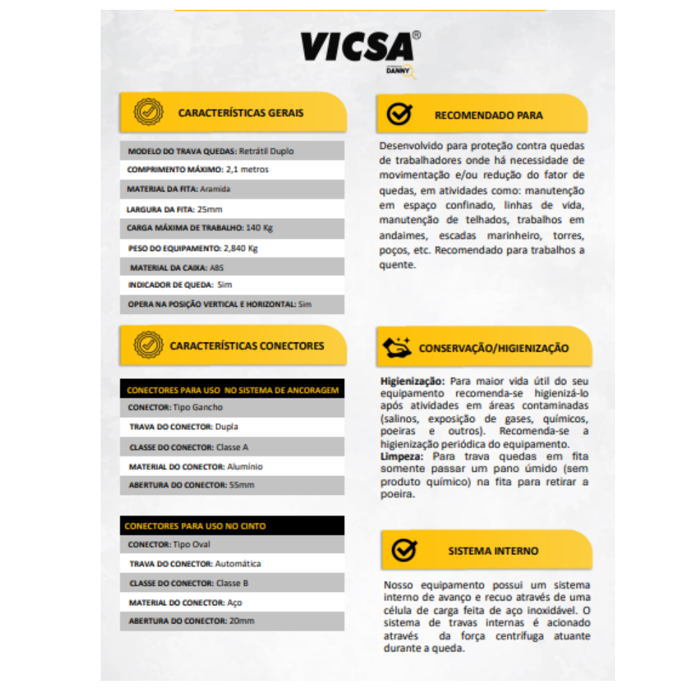 TRAVA QUEDAS RETRÁTIL EM Y COM FITA DE ARAMIDA – VIC22053