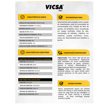 TRAVA QUEDAS RETRÁTIL EM Y COM FITA DE ARAMIDA – VIC22053