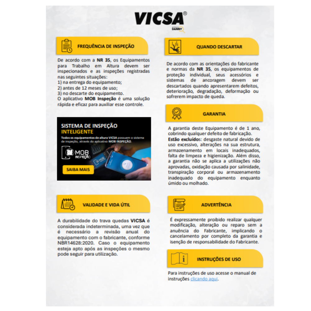 TRAVA QUEDAS RETRÁTIL EM Y COM FITA DE ARAMIDA – VIC22053