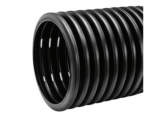 Tubo Duto PEAD Corrugado Dreno Perfurado  Helicoidal Normatizado NBR 15.073 680N 6" 150mm Rolo 50mts Reforçado