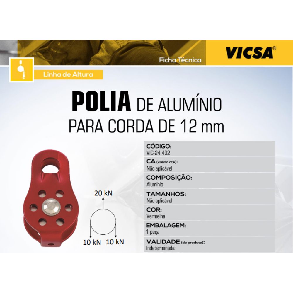 Polia de Alumínio para Corda VIC24402