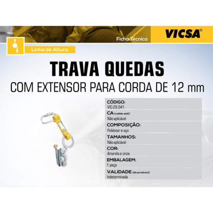 Trava Quedas para Corda de 12 mm com Extensor VIC29041