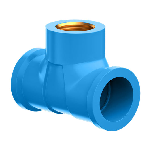 Tê Soldável com Bucha de Latão PVC 20 mm x 1/2 pol Água Fria NBR 5648 DVG Precon Tubozan