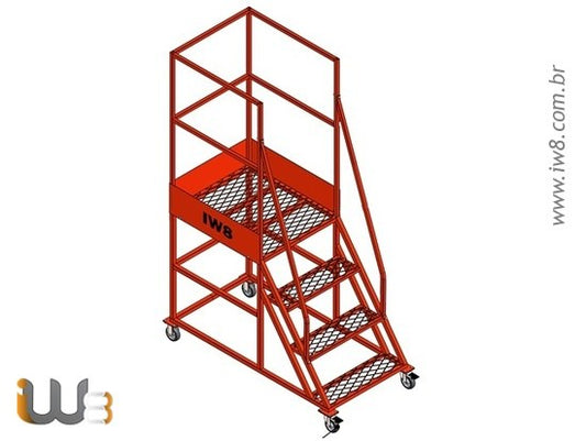 Escada Plataforma 3 Degraus com Rodas