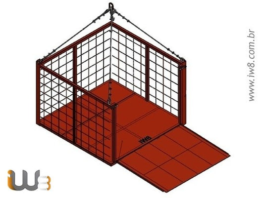 Gaiola com Rampa 1.50m x 1.50m x 1m Cap. 1000kg