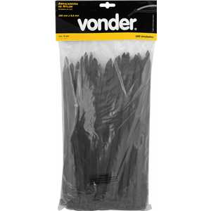 Abraçadeira de nylon, preta, 280 mm x 9,0 mm, com 100 peças, VONDER