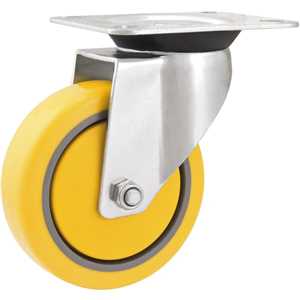 Rodízio giratório 3", de poliuretano e PVC, amarelo, VONDER