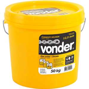 Corrente zincada, com elo curto, 12,5 mm - 1/2", balde, VONDER