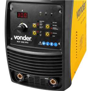 Inversor para solda com eletrodo e TIG, 300 A, RIV300 PFC, com display digital, alimentação automática monofásico e trifásico, VONDER
