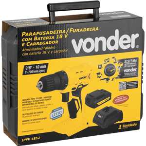Parafusadeira furadeira a bateria, 18 V, com bateria e com carregador, IPFV 1852 VONDER