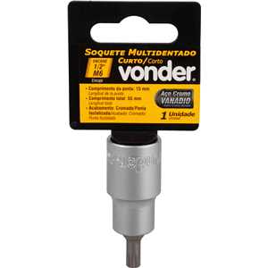 Soquete multidentado, curto, com encaixe de 1/2", M6, VONDER